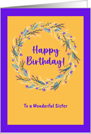 Happy Birthday Sister Floral Wreath Wildflowers Botanical Flowers card