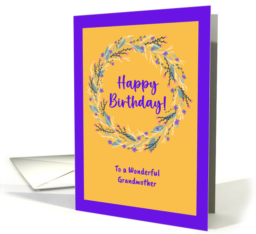 Happy Birthday Grandmother Floral Wreath Wildflowers... (1905876)