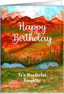 Happy Birthday Daughter Valley Landscape Trees Mountains Lake Painting card