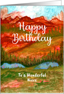 Happy Birthday Niece Valley Landscape Trees Mountains Lakes Painting card