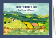 Happy Father’s Day Nephew Farm Fields Farmland Mountain Painting card