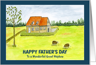 Happy Father’s Day Great Nephew Farmhouse Farm Sheep Grazing Trees card