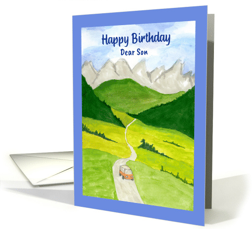 Happy Birthday Son Landscape Mountains Car Road Trees Sky... (1907436)