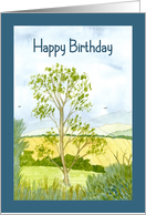 Happy Birthday General Farmland Landscape Hills Pastures Tree Painting card