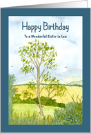 Happy Birthday Sister in Law Farmland Landscape Hills Pastures Trees card