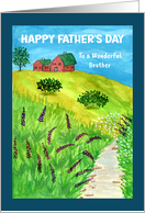 Happy Father’s Day Brother Farmhouse Farm Creek Wildflowers Tree Art card