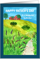 Happy Father’s Day Godfather Farmhouse Farm Creek Wildflowers Tree Art card