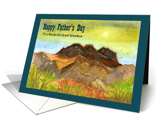Happy Father's Day Great Grandson Mountain Birds Landscape Bushes card