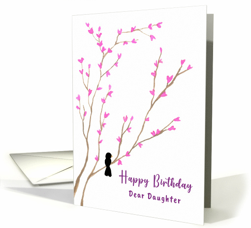 Happy Birthday Daughter Black Bird Tree Pink Blossoms... (1909474)