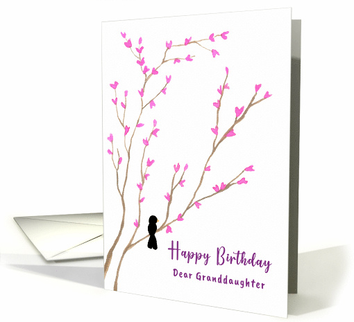 Happy Birthday Granddaughter Black Bird Tree Pink... (1909478)