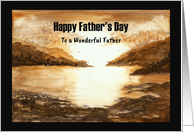 Happy Father’s Day Father Mountains Ocean Beach Sky Sun Painting card
