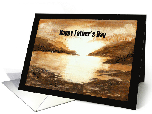 Happy Father's Day General Mountains Ocean Beach Sky Sun Painting card