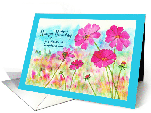 Happy Birthday Daughter in Law Pink Cosmos Wildflowers... (1909914)