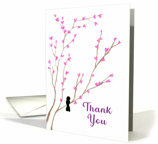 Thank You General Black Bird Tree Pink Blossoms Floral... (1910008)
