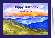 Happy Birthday Daughter Mountains Landscape Sky Sunrise Watercolor card
