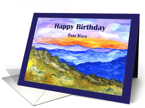 Happy Birthday Niece Mountains Landscape Sky Sunrise Painting Art card