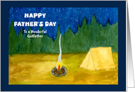 Happy Father’s Day Godfather Camping Tent Fire Night Sky Stars Trees card
