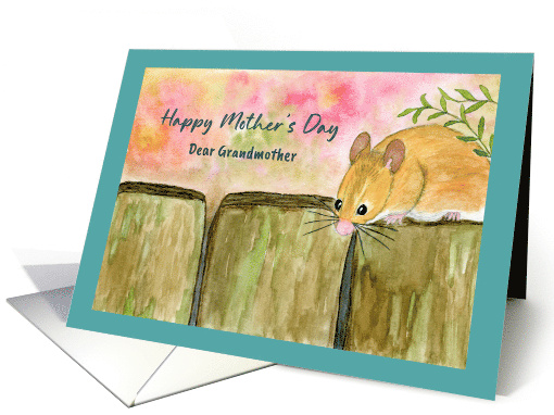 Happy Mother's Day Grandmother Mouse Floral Fence Botanical Art card
