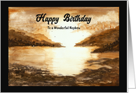 Happy Birthday Nephew Mountains Ocean Beach Coastal Sun Painting card