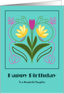 Happy Birthday Daughter Floral Botanical Flowers Art Nouveau card