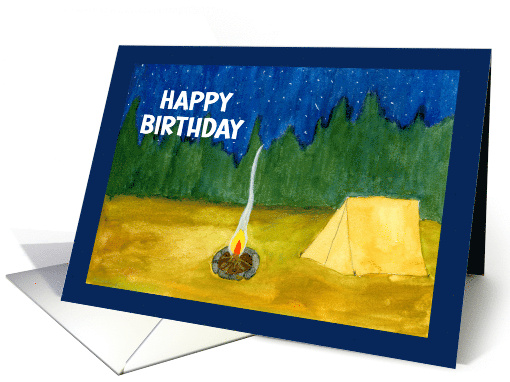 Happy Birthday General Camping Tent Campfire Trees Night... (1911828)