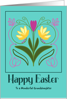 Happy Easter Granddaughter Floral Botanical Flowers Tulips Art Nouveau card