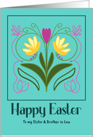 Happy Easter Sister Brother in Law Floral Botanical Flower Art Nouveau card