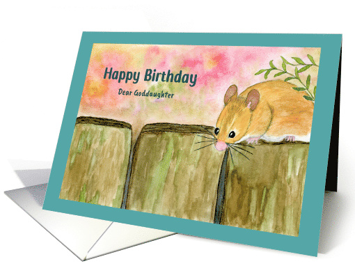 Happy Birthday Goddaughter Mouse Floral Garden Fence... (1912392)