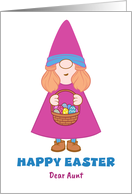 Happy Easter Aunt Easter Gnome Hat Basket Eggs Whimsical Illustration card
