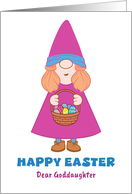 Happy Easter Goddaughter Easter Gnome Hat Basket Eggs Whimsical Art card