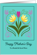 Happy Mother’s Day Great Niece Floral Botanical Flowers Art Nouveau card