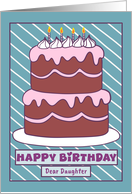 Happy Birthday Daughter Birthday Cake Candles Pink Chocolate Stripes card