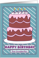 Happy Birthday Grandmother Birthday Cake Candles Pink Chocolate Stripe card