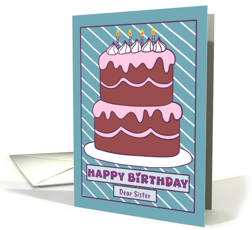 Happy Birthday Sister Birthday Cake Candles Pink... (1914410)