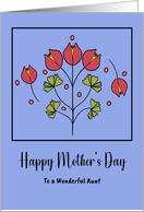 Happy Mother’s Day Aunt Red Flowers Floral Botanical Folk Art card