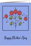 Happy Mother’s Day General Red Flowers Floral Botanical Folk Art card