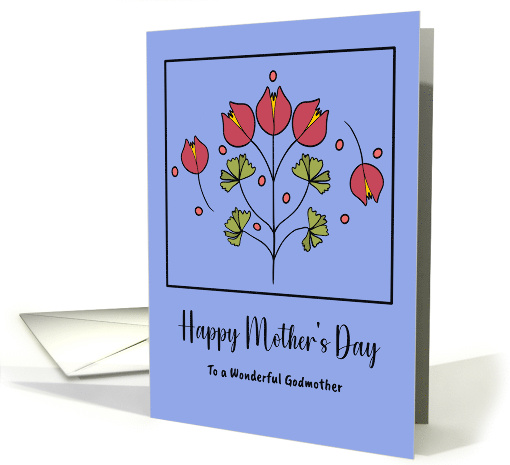 Happy Mother's Day Godmother Red Flowers Floral Botanical... (1915456)
