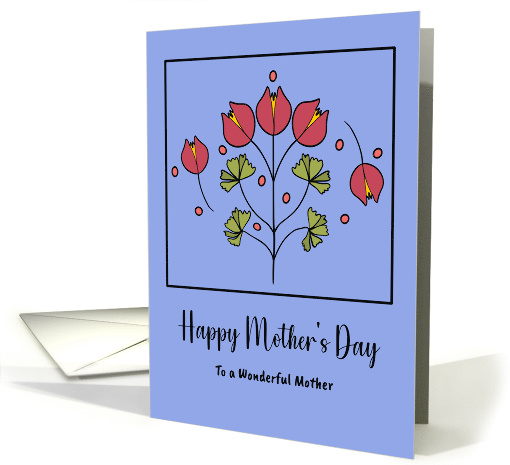 Happy Mother's Day Mother Red Flowers Floral Botanical Folk Art card