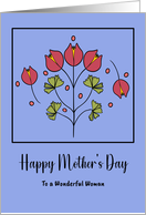 Happy Mother’s Day For Her Woman Red Flowers Floral Botanical Folk Art card