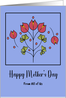 Happy Mother’s Day From Group Red Flowers Floral Botanical Folk Art card