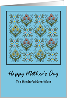 Mother’s Day Great Niece Flowers Floral Botanical Art Nouveau Pattern card