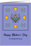 Happy Mother’s Day Cousin Flowers Floral Botanical Art Nouveau Pattern card