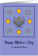 Happy Mother’s Day Niece Flowers Floral Botanical Art Nouveau Pattern card
