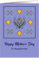 Happy Mother’s Day Sister Flowers Floral Botanical Art Nouveau Pattern card