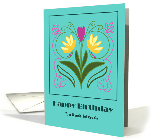 Happy Birthday Cousin Floral Botanical Flowers Pink... (1916768)