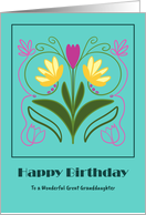 Happy Birthday Great Granddaughter Floral Botanical Flower Art Nouveau card