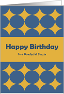 Happy Birthday Cousin Diamonds Geometric Shapes Gold Blue Pattern card