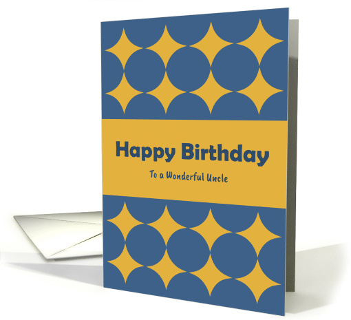 Happy Birthday Uncle Diamonds Geometric Shapes Gold Retro Pattern card