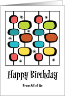 Happy Birthday From Group Mid Century Modern Retro Vintage Ovals Stars card
