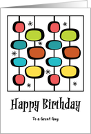 Happy Birthday Great Guy Mid Century Modern Retro Vintage Oval Stars card